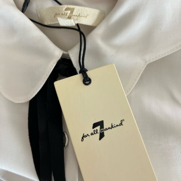 7 For All Mankind White Button Down Shirt with Black Tie NWT - Picture 6 of 7